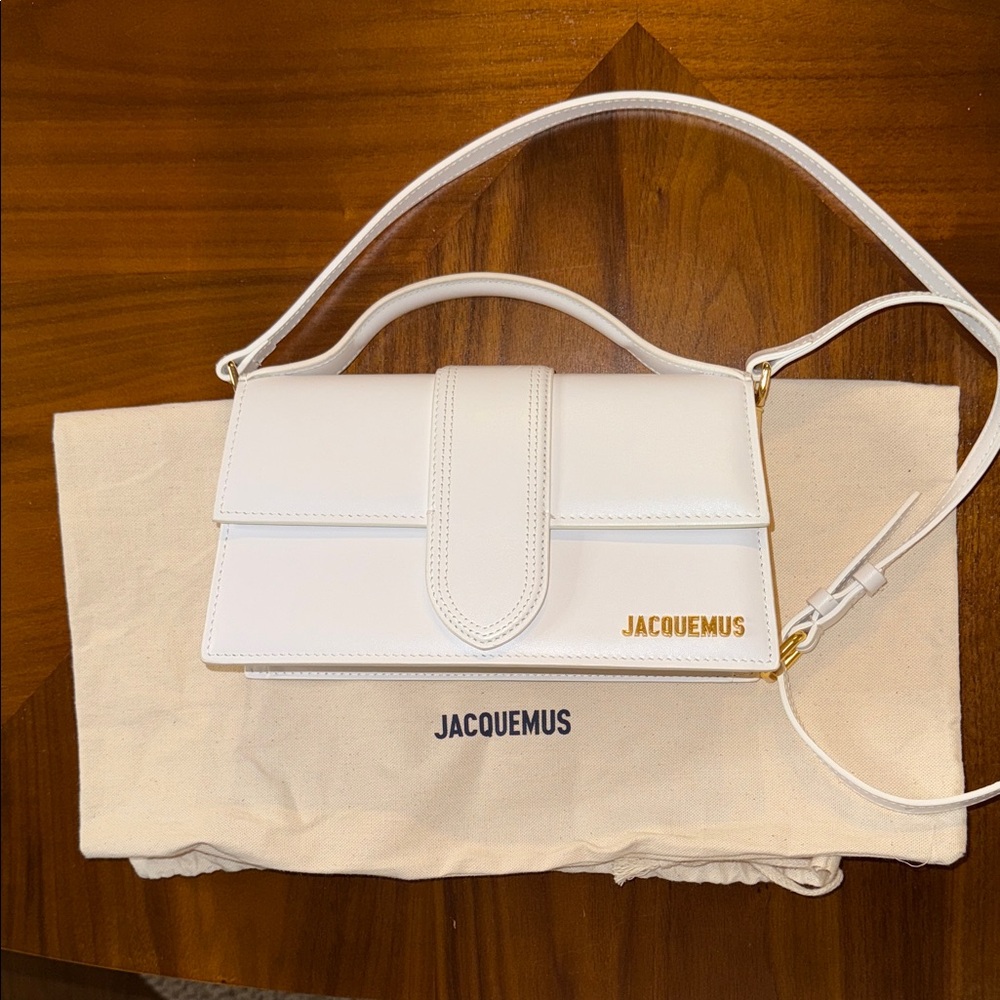 Jacquemus White Crossbody Bag with Gold Accents